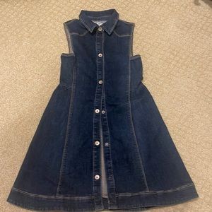 Girls sleeveless Dark Denim Dress with snap buttons